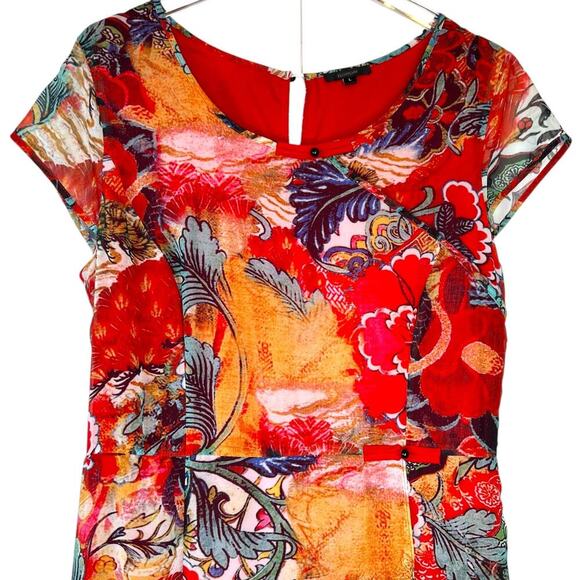 FLORYDAY Maxi Dress Cap Sleeve Floral Abstract Print in Multicolor Women's Large - Picture 3 of 11